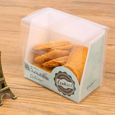 Boîte en plastique pliée PET avec carte papier pour boulangerie