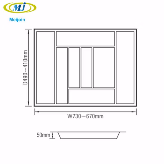 Plateaux d'insertion de couverts de tiroir de cuisine en PVC de couleur grise